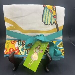Vera Bradley Tea Towel Floral Hummingbird Embroidered Kitchen Decorating Towel